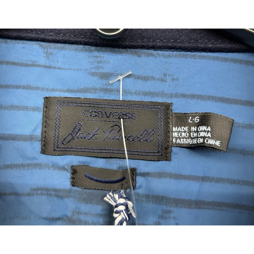 Converse Womens Size L Blue Jack Purcell Wool Blend Button Up Jacket New - Picture 2 of 7